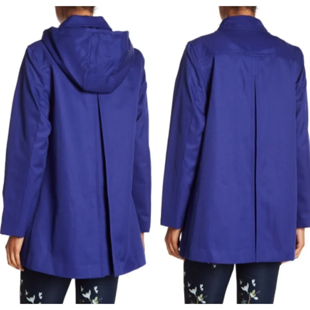 NWT Kate Spade Scallop Coat Hooded Raincoat Blue
